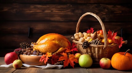 Thanksgiving celebration traditional dinner setting meal concept background