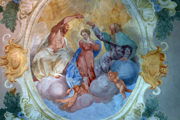 Interior of Oratorio dei Bianchi, historic church in Fosdinovo, Tuscany