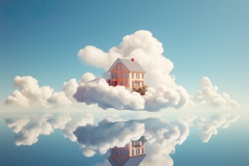 Home floating on clouds clear style.