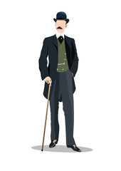 London gentleman XIX century. Color 3d vector illustration