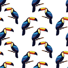 Bright toucan seamless pattern