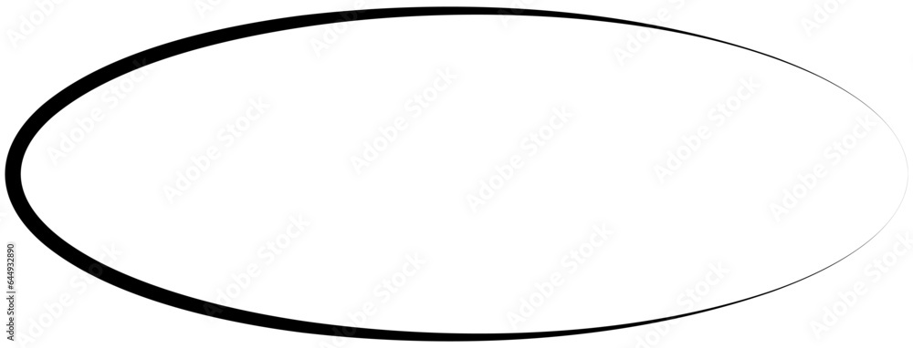 Fototapete black oval frame, hand-drawn with a brush, isolated on a transparent background. simple vector round