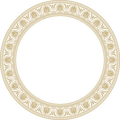 Vector gold round classical Greek ornament. European ornament. Border, frame, circle, ring Ancient Greece, Roman Empire..