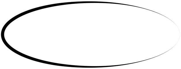 Black oval frame, hand-drawn with a brush, isolated on a transparent background. Simple vector round outline border for text. Design element
