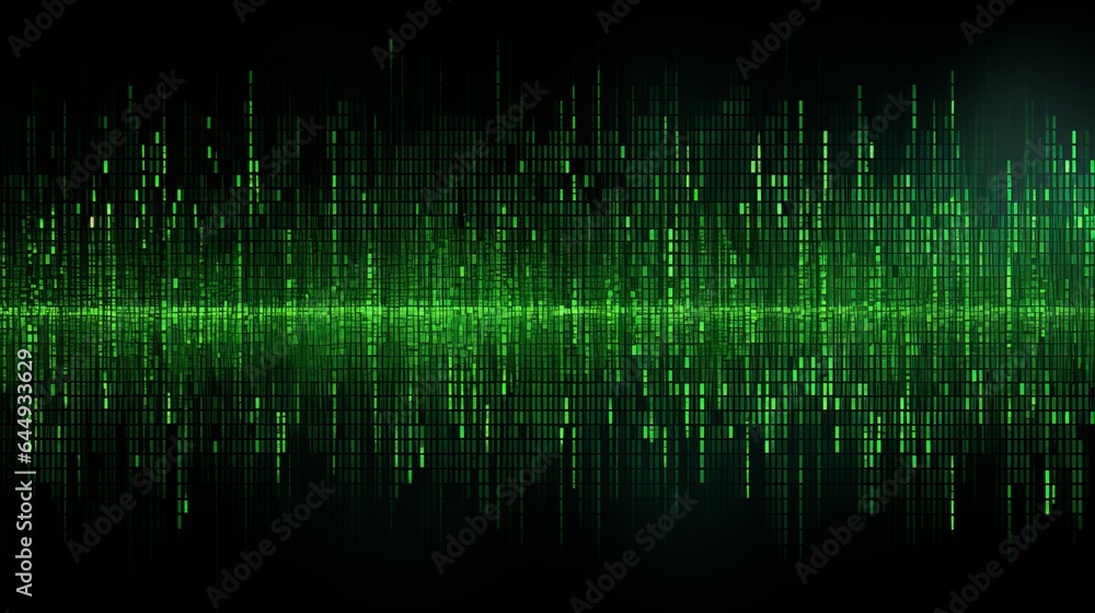 Fototapete green digital binary data on computer screen background. matrix style