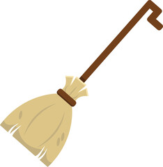 helloween witch flying broom illustration
