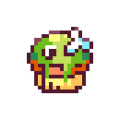 Pixel Art Witch Hat. Retro 8bit Style Halloween Decor Illustration. Ideal for Sticker, Retro Decorative Video Game Element, Game Asset, Emoji, Avatar or Cute Geek Patch.	