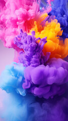 Rainbow colorsplash smoke ink on colorful background