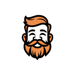 simple gentleman beard character logo vector illustration template design