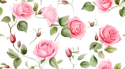 Fotobehang Decorative Rose pattern on white background © tushar