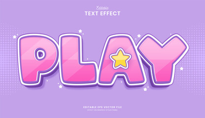 Fototapeta premium decorative editable play pink cute text effect vector design