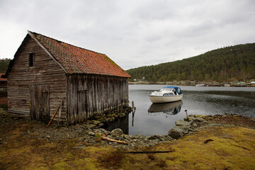 old fishing boat on the lake