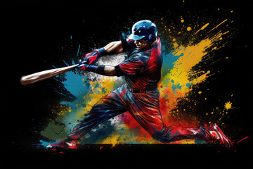 baseball color splash on background