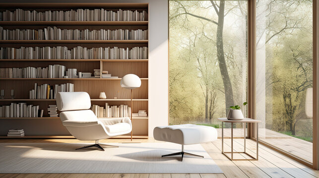 A contemporary-style bookshelf adorned with plants that serves as a modern decorative element for virtual office backdrops