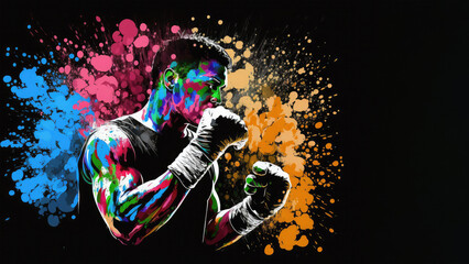 Boxing color splash on background