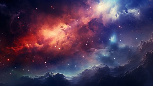 Cosmic orion background, Galaxy with beauty colour, shiny star and heavy clouds. AI generative