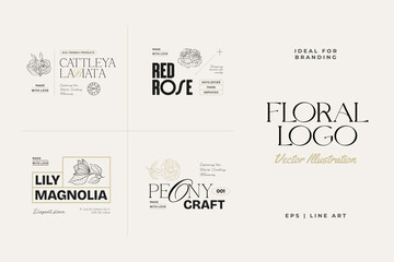Vintage Flower logo template illustration for branding