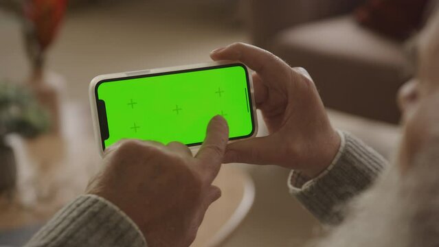 Two Swipe Sideways on Horizontal Green Screen Smartphone