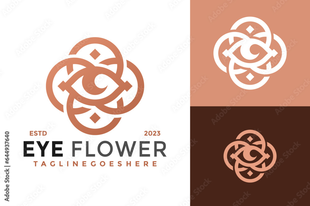 Sticker eye flower ornamental logo design vector symbol icon illustration - Stickers