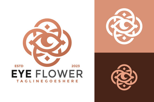 Eye flower ornamental logo design vector symbol icon illustration