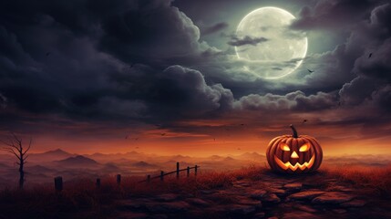 halloween pumpkin on the cemetery