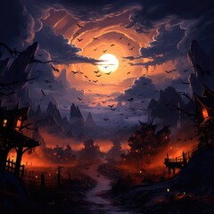 halloween night landscape