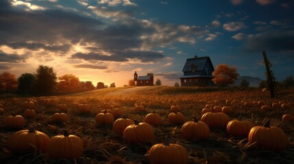 pumpkins in a field