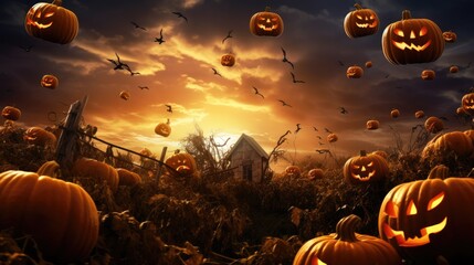 halloween background with pumpkins