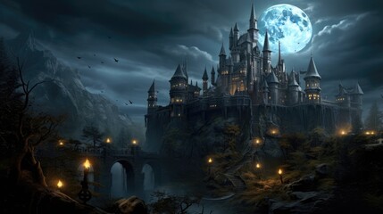 castle halloween scene