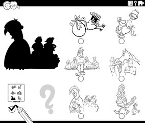 shadow game with cartoon concepts coloring page