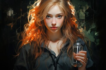 Naklejka premium portrait of a woman with a glass of water