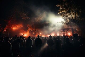 Fototapeta na wymiar crowd of people dancing at night,crowd at concert