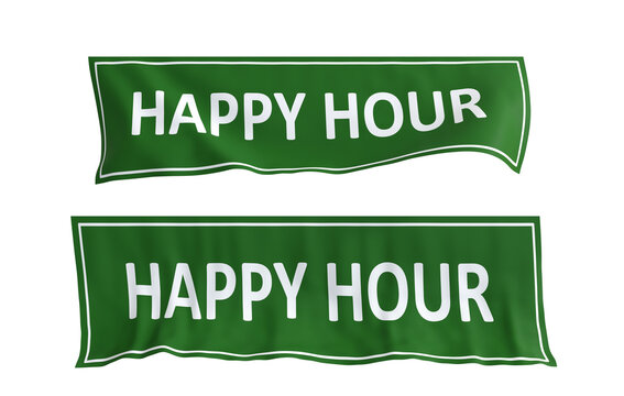 drapeau vert pour annoncer l'happy hour - fond transparent - rendu 3D