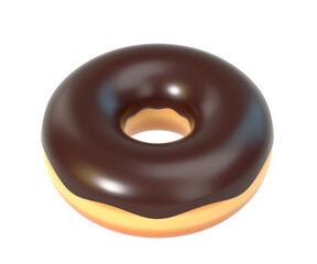 Delicious colorful donut with chocolate icing. Png clipart isolated on transparent background