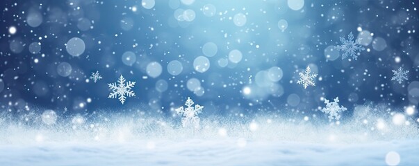 Winter wonderland. Blue christmas landscape. Frosty delight. Snowy background. Snowfall magic. Dreamy scene