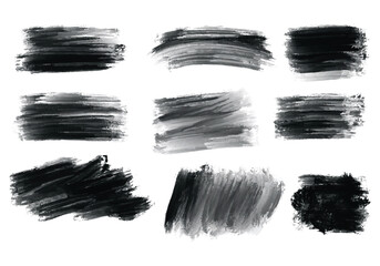 Nine abstract grunge brush stroke set