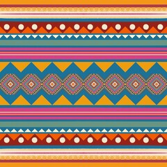 Ethnic vintage retro oriental geometric style seamless pattern. Abstract traditional folk. Ikat tropical texture textile background. Abstract hand drawing.