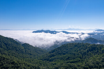 Mountain landscape with clouds and blue sky- Smoky Mountains NC, Appalachian Mountains 05