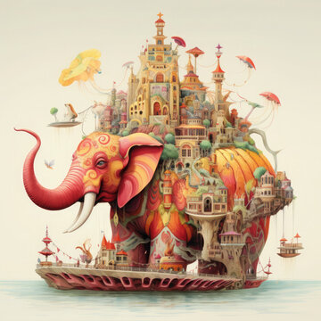 Vibrant Fantasy Elephant: A Splash of Color and Imagination
