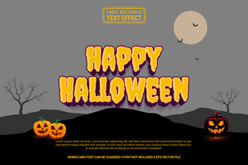 Editable text effect Happy Halloween 3d cartoon template stlye modren premium vector