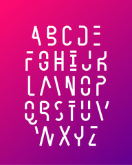 Modern stylish space font. Futuristic English alphabet. Capital letters. Latin alphabet. Lettering.