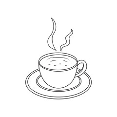 Hand drawn Kids drawing Cartoon Vector illustration hot coffee icon Isolated on White Background