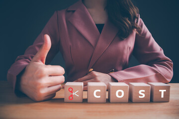 Scissors cutting word 