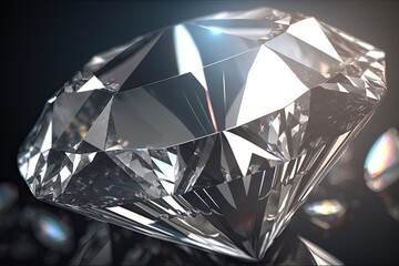 Shiny diamond on black background