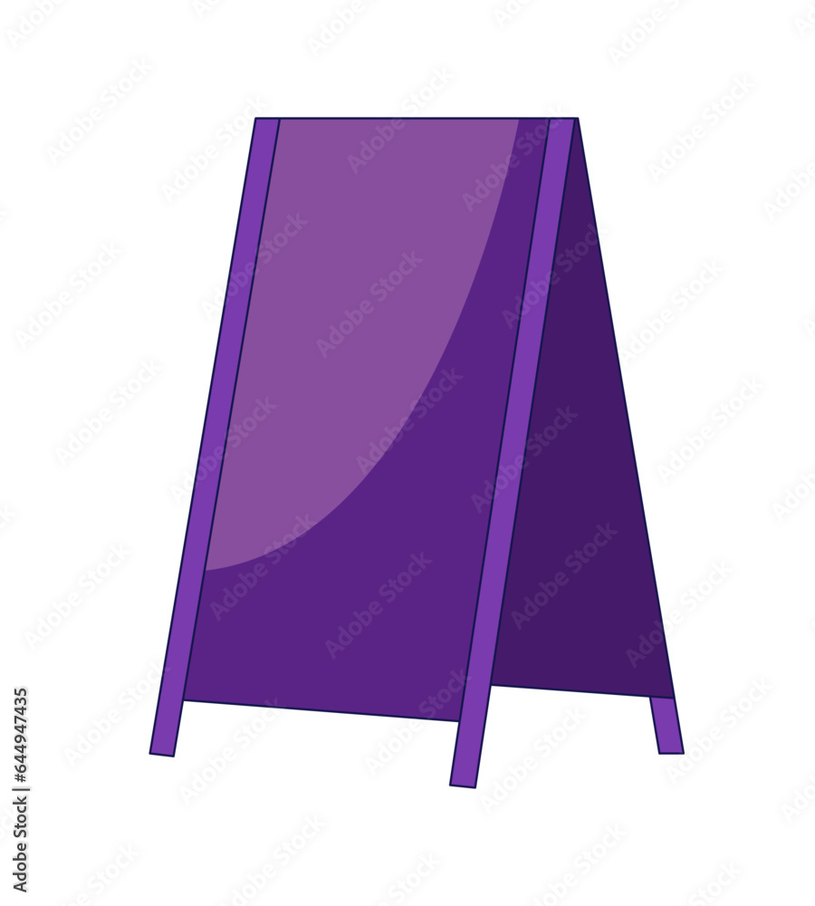 Poster sidewalk chalkboard flat line color isolated vector object. cafe sign stand. menu display. editable 