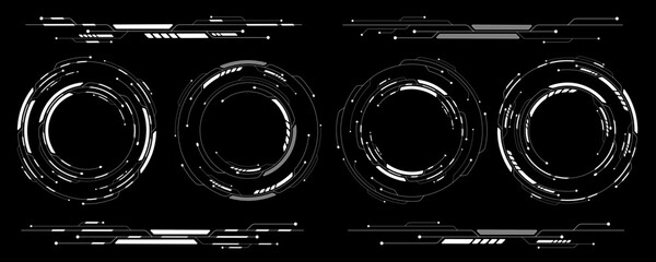 Set of HUD brushes for your design. Futuristic frames. Virtual graphic. Sci-fi and Hi-tech elements. GUI and UI graphic. Modern technology. Vector illustration. © sersupervector