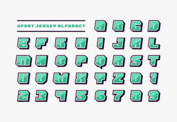 Sport Jersey Alphabet Green Tosca Color