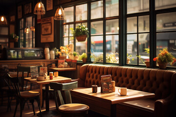 Image of cozy ambience of cafe - obrazy, fototapety, plakaty