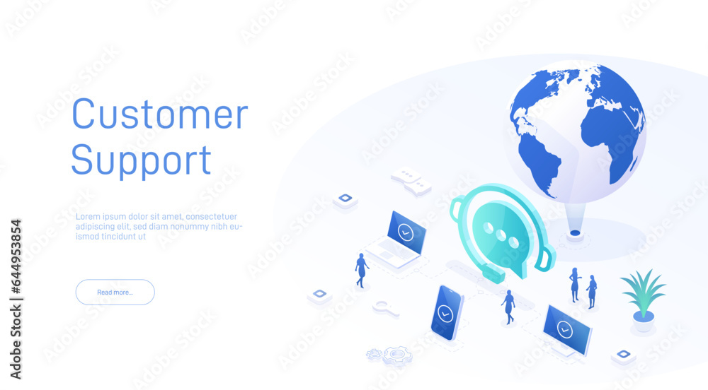 Poster web page design templates for 24-7 call center support. isometric 24 hours open customer service. ve