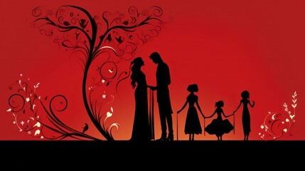 Abstract design of happy family